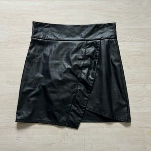 Asymmetrical Black Pleather Skirt